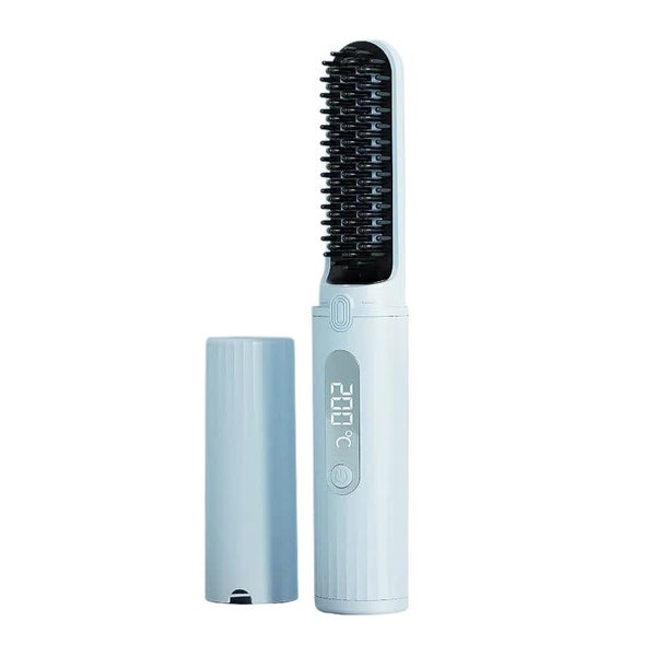 Cordless Hair Straightener Brush With Adjustable Temperature Blue Straightening Carousel 1