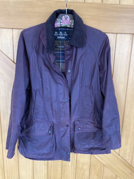 Barbour Beadnell Wax Jacket – UK 14 – Dark Cabernet Red Carousel 1