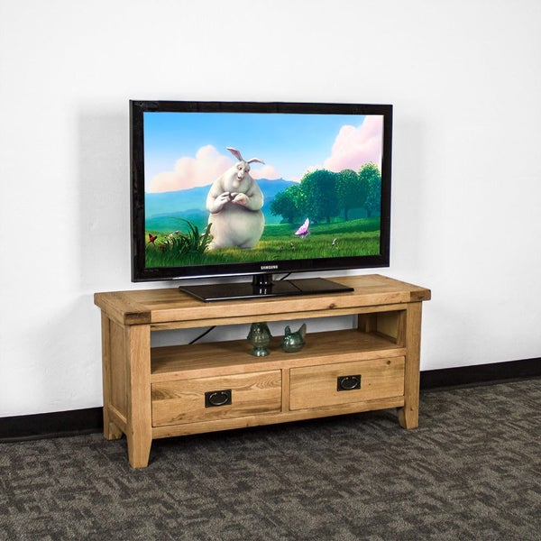 Yes 2 Drawer Oak Entertainment Unit Carousel 1
