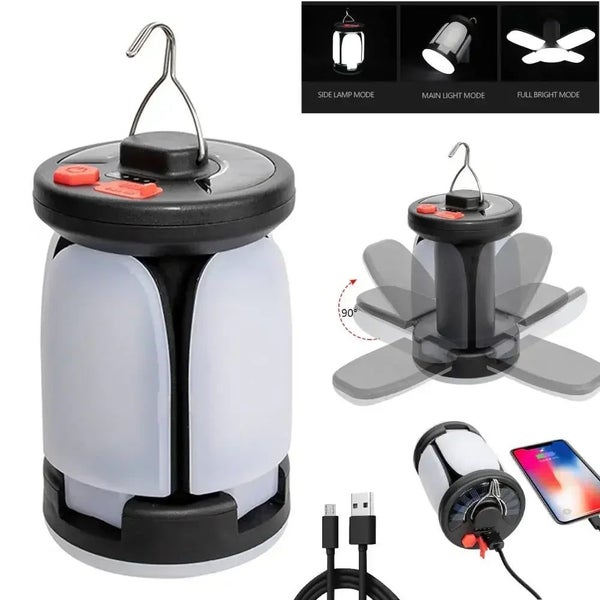 Solar LED Camping Lantern Rechargeable Power Bank Foldable Light Modes Carousel 2