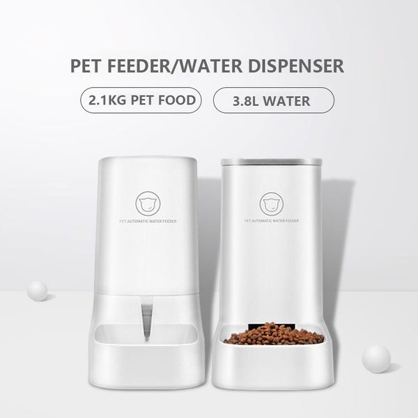 Automatic Water Dispenser & Food Container Set - White Carousel 2