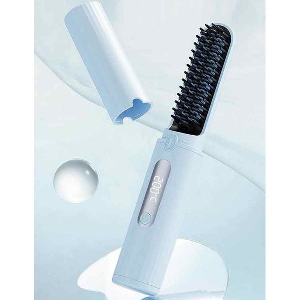Cordless Hair Straightener Brush With Adjustable Temperature Black Straightenin Carousel 2