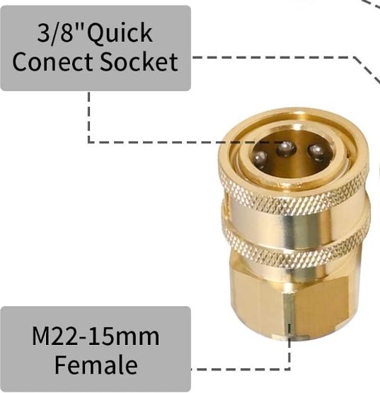 Pressure Hose Fitting Adapter M22(14/15) to 3/8 QC Quick Connector Carousel 3