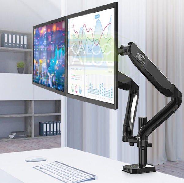 Dual Monitor Stand Adjustable Spring Monitor Desk Mount with C Clamp Carousel 1