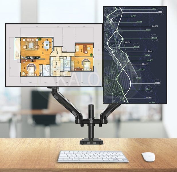 Dual Monitor Stand Adjustable Spring Monitor Desk Mount with C Clamp Carousel 2