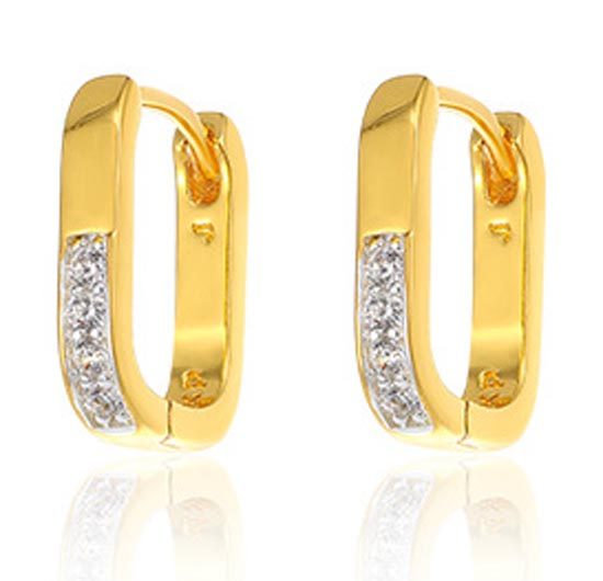 *CLEARANCE*Awesome Geometric CZ Diamonds Hoop Earrings / 18KGP Gold Carousel 1