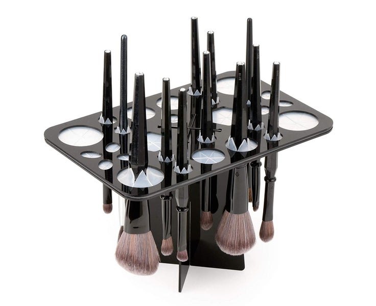 Makeup Brushes Drying Rack, Brushes Dryer, Collapsible 28 Slot Acrylic Brus Carousel 1