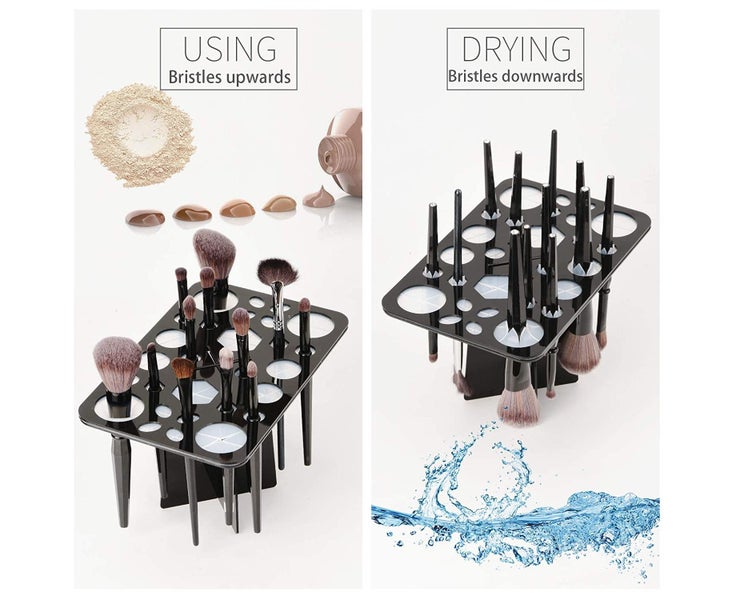 Makeup Brushes Drying Rack, Brushes Dryer, Collapsible 28 Slot Acrylic Brus Carousel 5