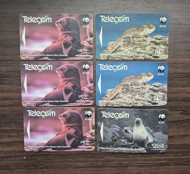 Vintage NZ Telecom WWF Phonecard Set – Seals, Tuatara, Sea Lions – 6 Cards Carousel 1