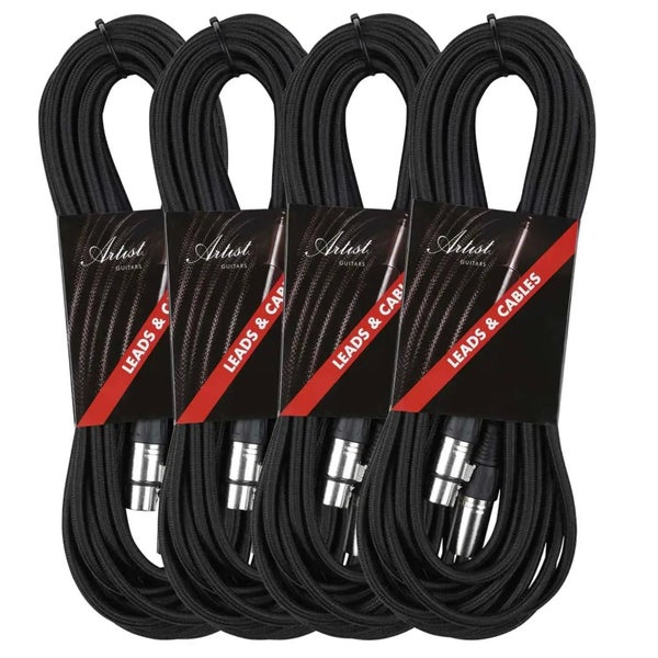 Artist MCD30XX 30ft (9m) Deluxe Mic Cable/Lead XLR-XLR - 4 Pack Carousel 1
