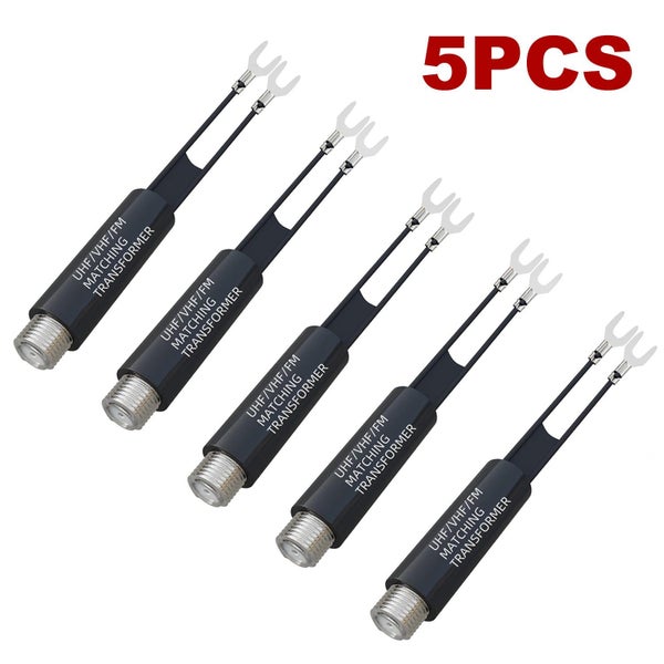 5pcs UHF VHF FM 75-300 Ohm TV Antenna Matching Transformer Coaxial Cable Adapter Carousel 1