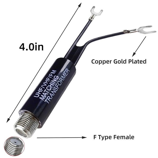 5pcs UHF VHF FM 75-300 Ohm TV Antenna Matching Transformer Coaxial Cable Adapter Carousel 2