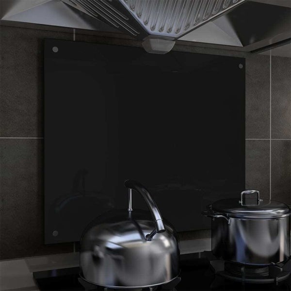 vidaXL Kitchen Backsplash Black 70x60 cm Tempered Glass Carousel 1