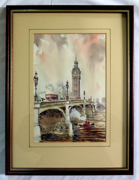 ROY PETTIT "WESTMINSTER BRIDGE AND BIG BEN" WATERCOLOUR 198862863864470659111