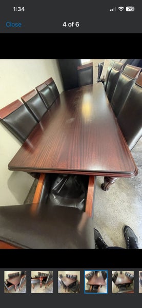 Solid Mahogany 10 seater dinner table and 10 custom made chairs62958561522691112