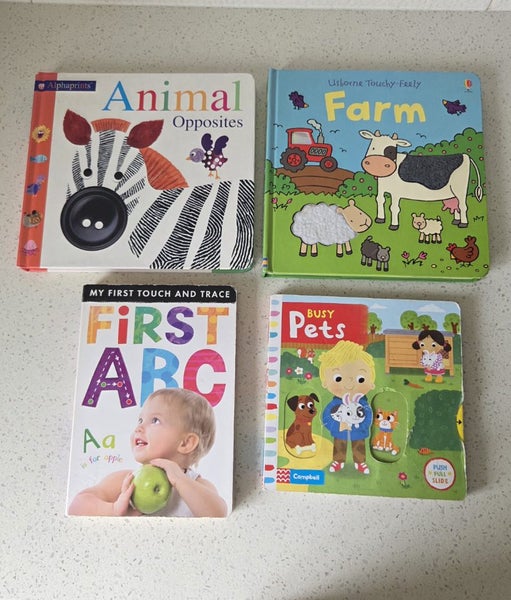 4x BABIES FIRST BOARD BOOKS - lift the flap / touch & feel etc Carousel 1