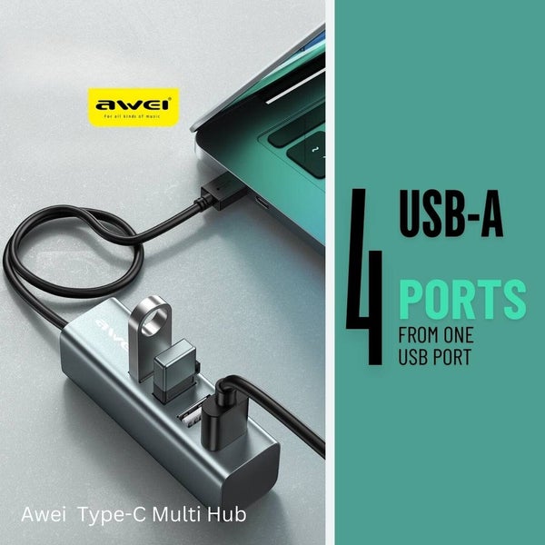 USB Multi Hub - 4 Ports - Type C or Type A Connector - Charge + Data Transfer Carousel 1