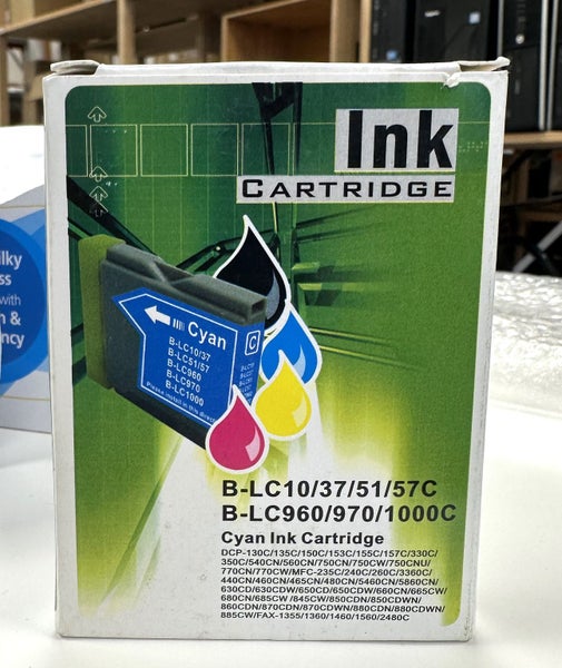 Compatible Brother B-LC10/37/51/57C CYAN Ink Cartridge #20 ~Low Reserve~ (D14) Carousel 1
