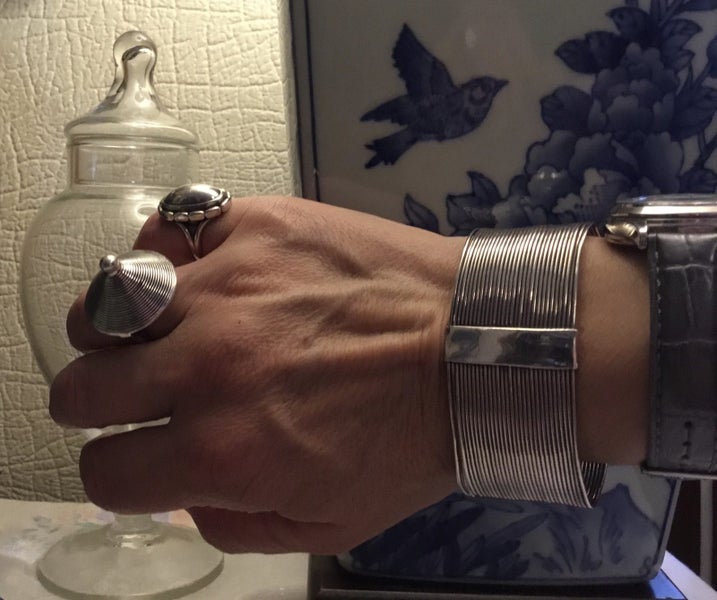 Sterling Silver VINTAGE Cuff Bracelet (52.7 Grams) Carousel 1