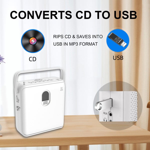CD Player Portable Bluetooth Boombox CD Player with Speakers Carousel 5