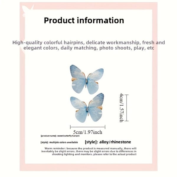 NEW 6pcs/Pack Mixed Color Super Fairy 3D Butterfly Hair Clips with Moving Wings Carousel 2