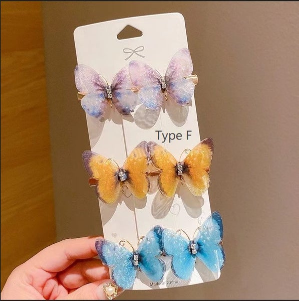 NEW 6pcs/Pack Mixed Color Super Fairy 3D Butterfly Hair Clips with Moving Wings Carousel 1