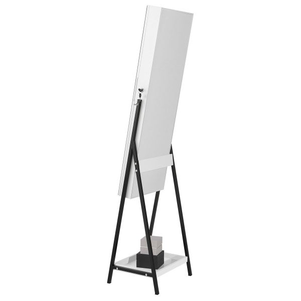 LED Mirror Cabinet Jewelry Storage Shelf Organiser Lockable Floor Stand Carousel 9