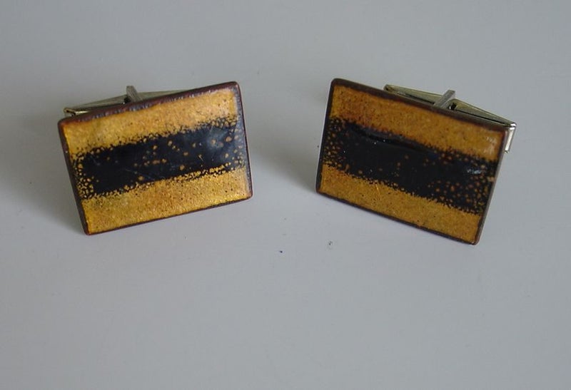 Vintage Retro Enamel on Copper Cufflinks Carousel 1
