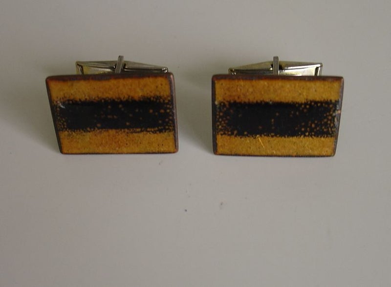 Vintage Retro Enamel on Copper Cufflinks Carousel 2