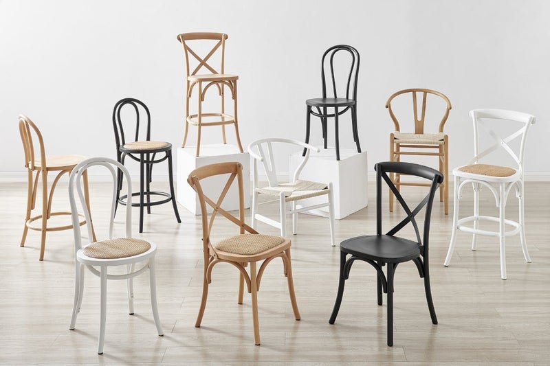 Set of 2 Matt Blatt Melrose Cross Back Dinning Chairs (Natural Beech/Rattan Carousel 9