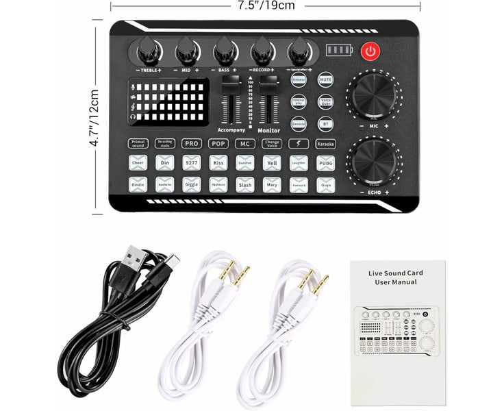 Audio mixer for F998 live sound card, podcast audio interface with DJ mixer Carousel 6