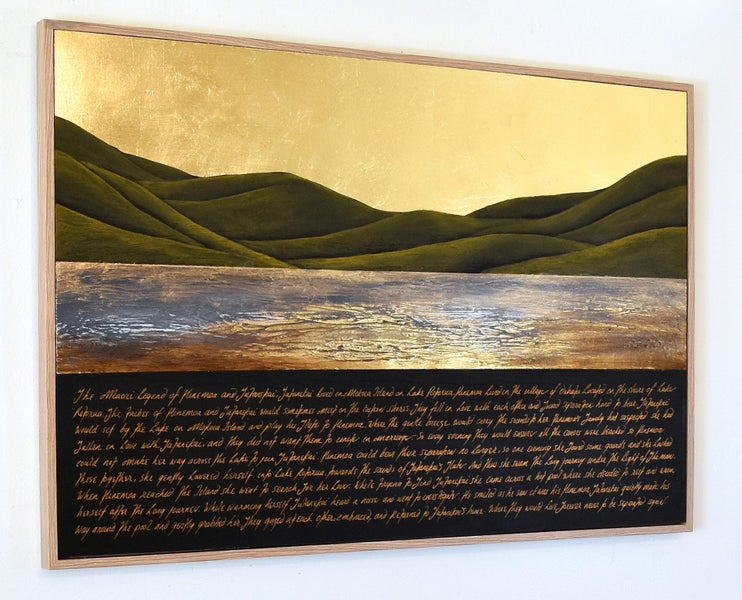 THE MAORI LEGEND OF HINEMOA AND TUTANEKAI - GOLD LEAF - FLOATING FRAME - LARGE Carousel 12