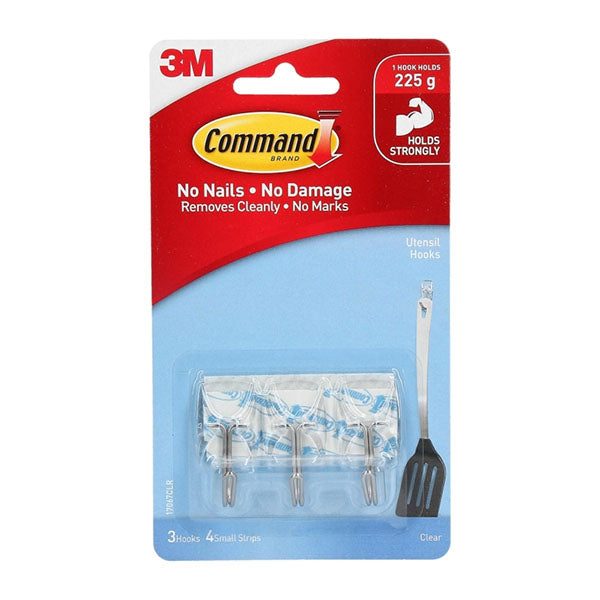 Command Hook 17067Clr Utensil Clear Pack Of 3 Box Of 6 Carousel 1