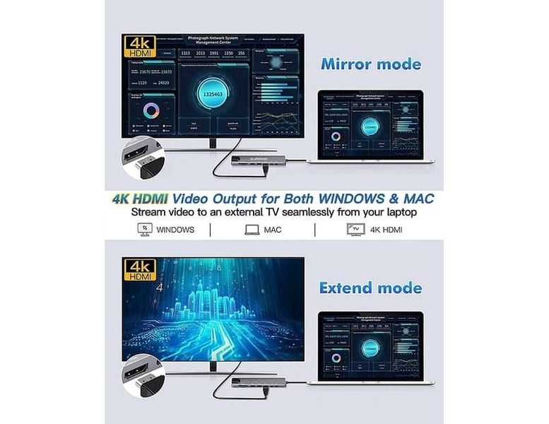 8in1 USBAdapter 4K HDMI PD USBPort USB 3.0 RJ45 SD/TF Card Reader Doc Carousel 4