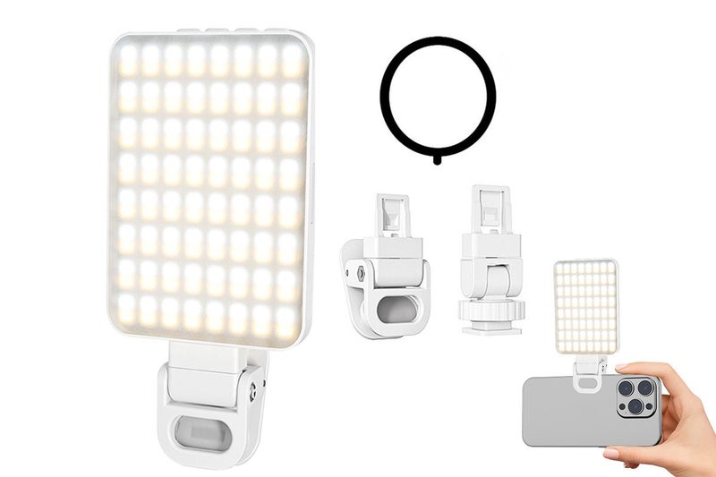 LED Selfie Light Magnetic Clip-On Rechargeable for Video Conference MakeupWhite Carousel 1
