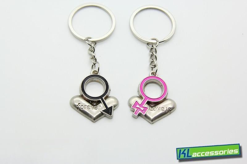 Set Alloy Pair Lover Male & Female Heart shaped Forever love Key Ring Key Chain Carousel 1
