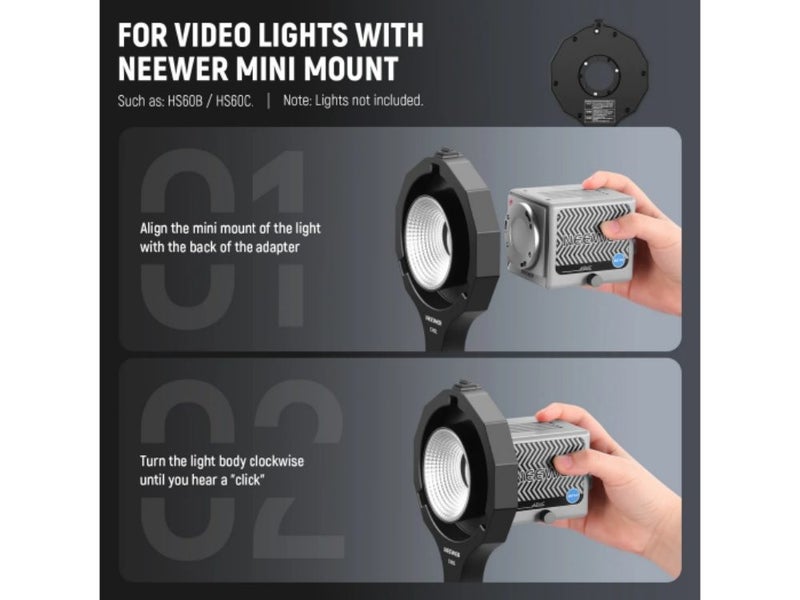 NEEWER Bowens Mount Adapter Holder for HS60B/HB60S Handheld Video Light Carousel 2