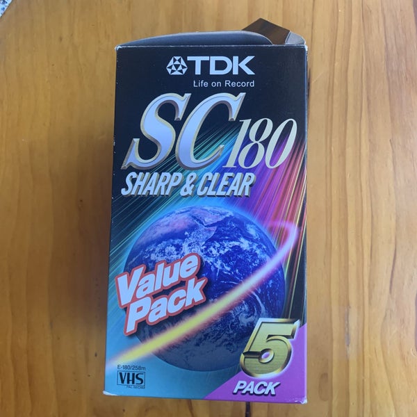 A box of 5x new, sealed TDK SC180 Blank VHS tapes Carousel 4