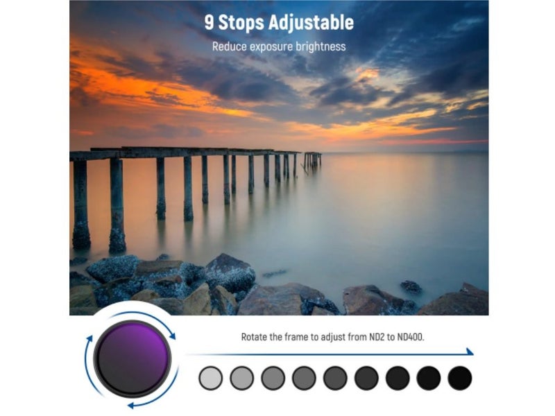 NEEWER (1-9 Stops) Variable ND Filter with Lens Cap -82mm Carousel 2