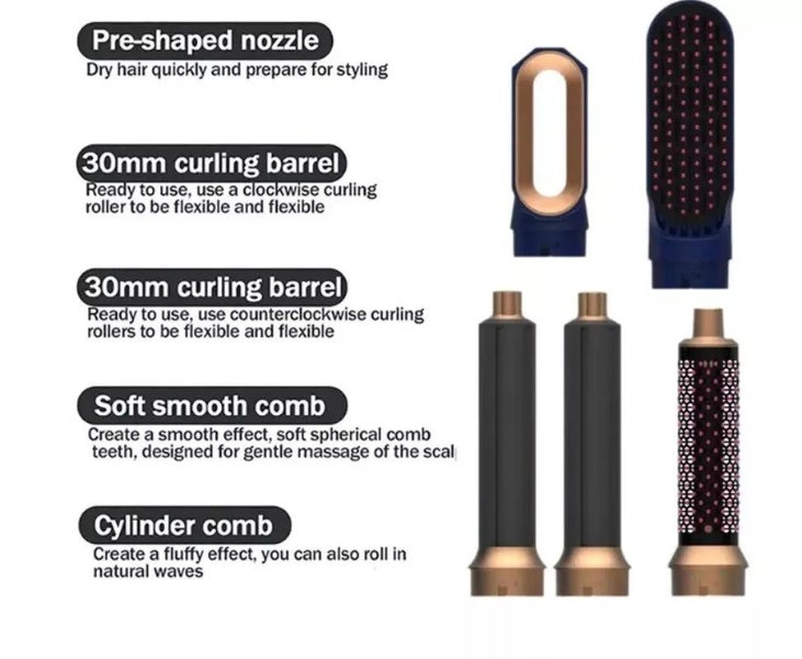 All in 1 Hair Styling Set - Hair Dryer, Straightener, Curling Iron & Hot Air ... Carousel 8