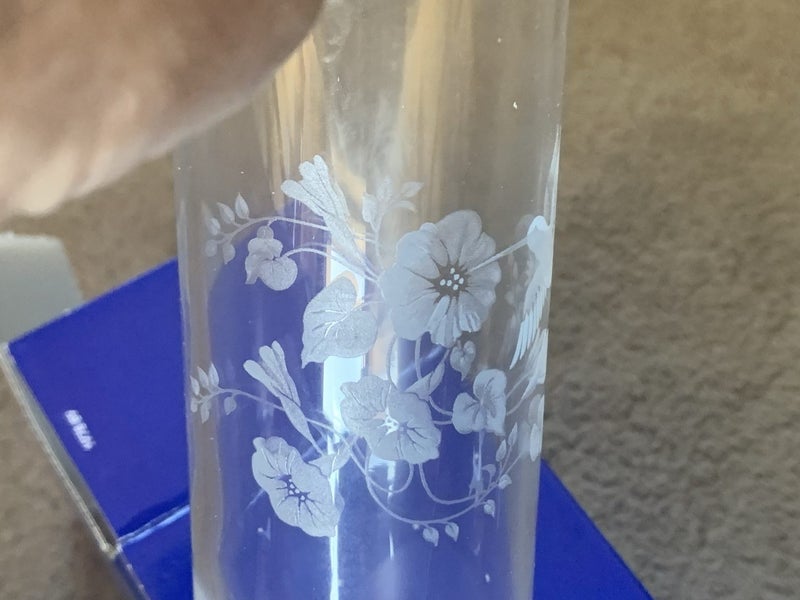 2 x Lead Crystal Flower Pattern Tall Glassware (French)= 1 Bidder & 3 Views Carousel 2