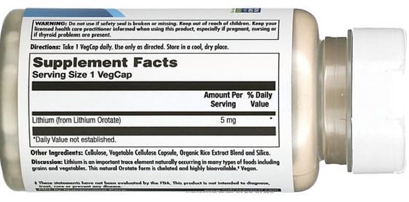 LITHIUM OROTATE 5 MG 60 VEGGIE CAPS - E0628 Carousel 2