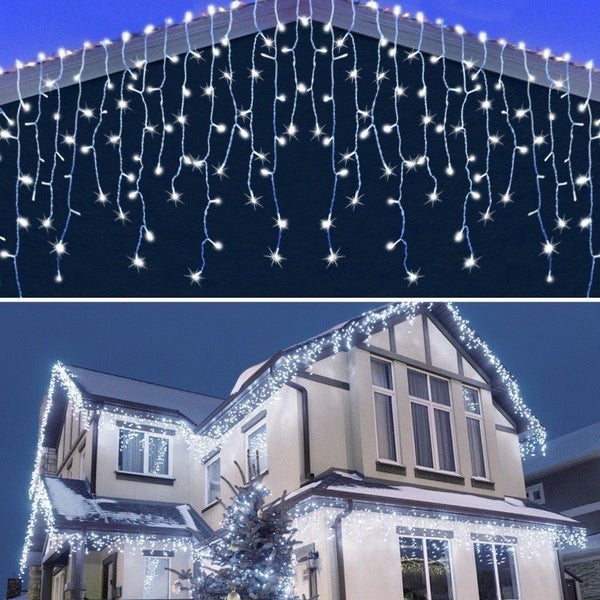 LED Icicle Lights - 10m Wave Pattern - Solar Charged Or Powered Carousel 8