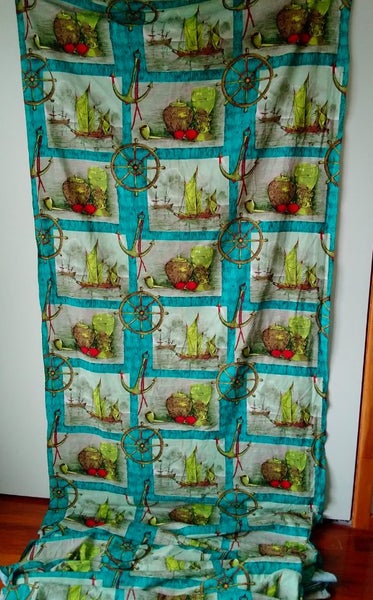 6mtrs+ VINTAGE 1960s BARKCLOTH Carousel 1