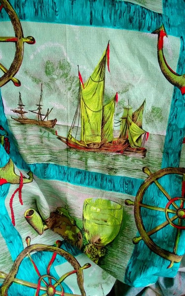 6mtrs+ VINTAGE 1960s BARKCLOTH Carousel 2
