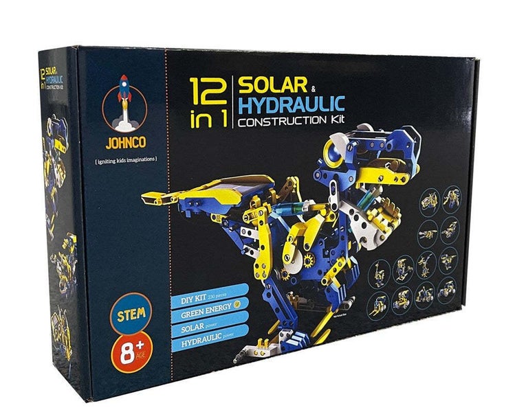 Johnco 12-in-1 Solar & Hydraulic Power Construction Kit Kids Learning Toy 8y+ Carousel 1