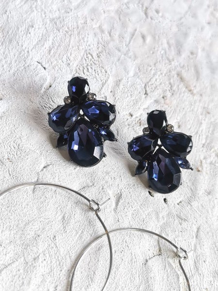 Four Pairs Gorgeous Crystal Earrings Blues Carousel 2