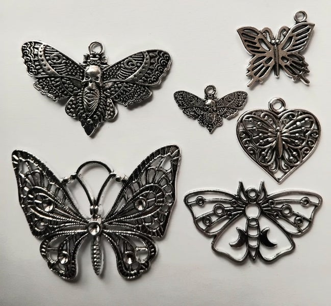 6pcs Antique Silvery Butterfly Mixed Charms For Jewelry Making Carousel 1