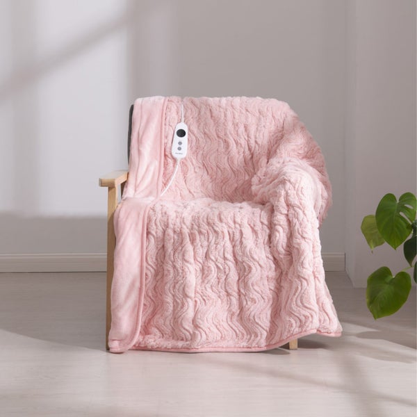 Dreamaker 500Gsm Faux Fur Heated Throw Pink 160 x 120cm Carousel 1