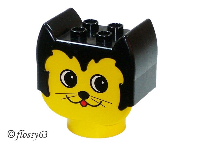®™DUPLO - Figure Head Animal 2 x 2 Base Cat, Round Eyes ~Vintage/Retired 1995~ Carousel 1
